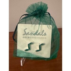 Sandals Select Rewards Emerald Tier Green Swarovski Crystals Silver Plated Pins